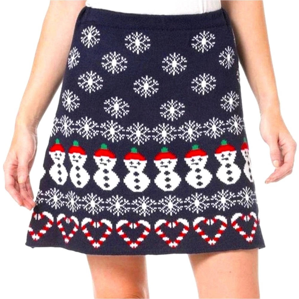 Modcloth Derek Heart Snowman Christmas Sweater Skirt
